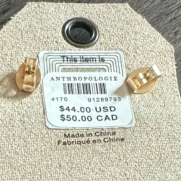 Anthropologie golden and clear earrings-Great quality and very chic on- NWT - Picture 4 of 4